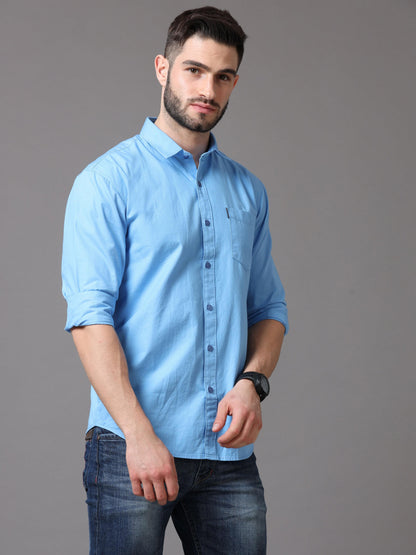 Blue Slim Fit Full Sleeve Shirt