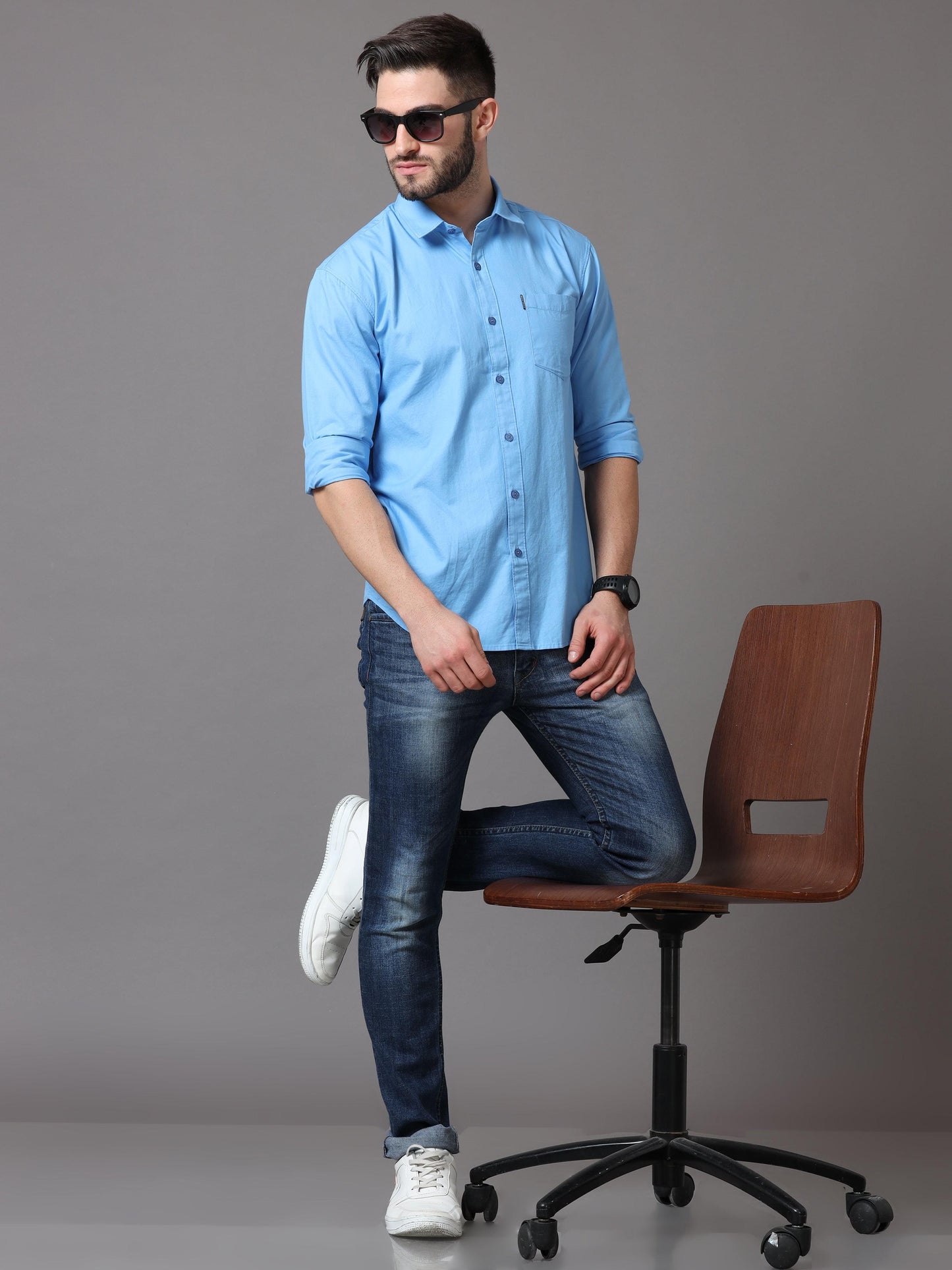 Blue Slim Fit Full Sleeve Shirt