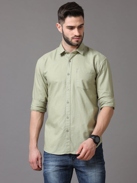 Olive Green Slim Fit Full Sleeve Shirt