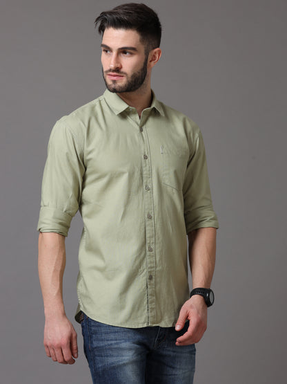 Olive Green Slim Fit Full Sleeve Shirt