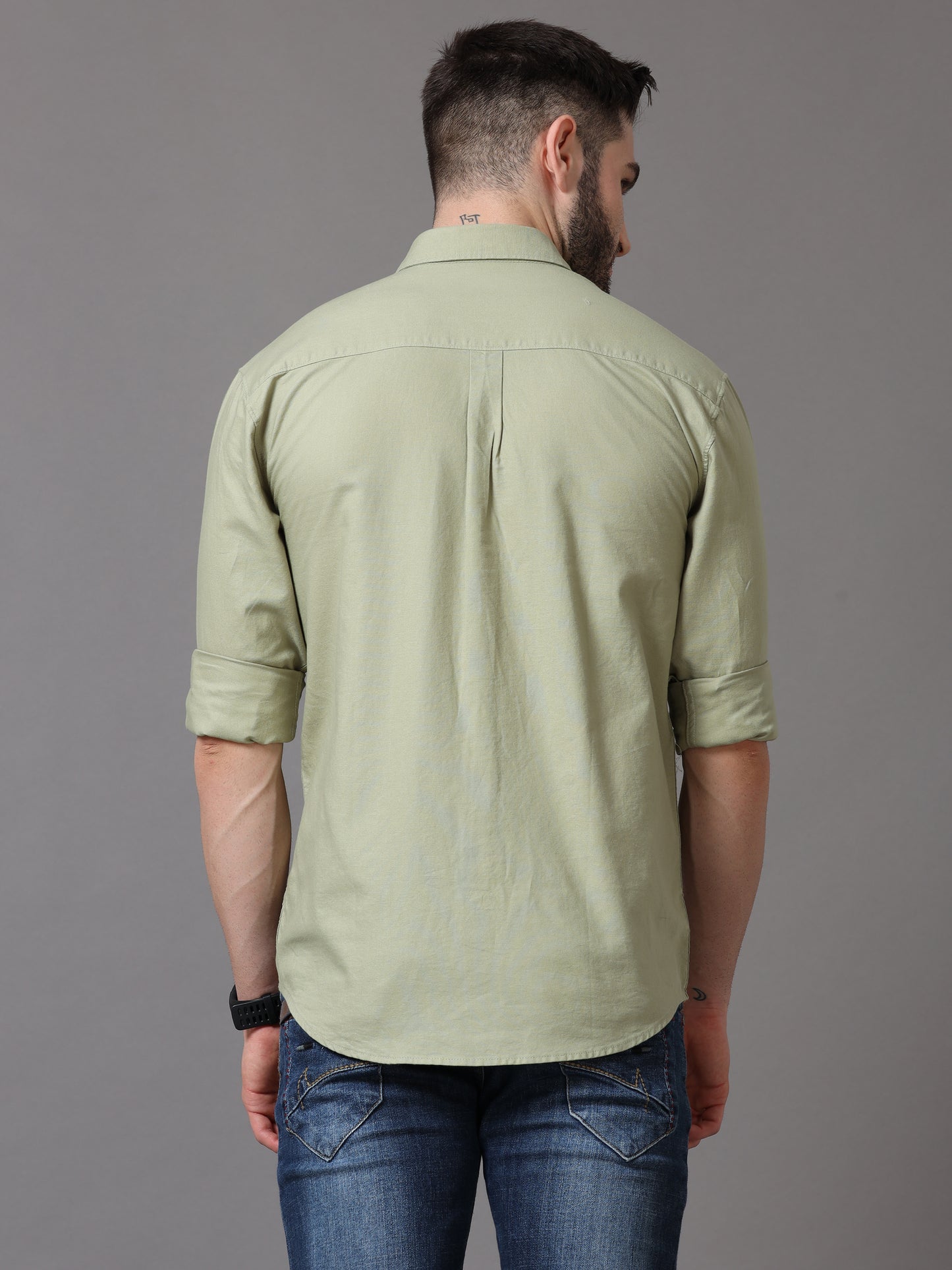 Olive Green Slim Fit Full Sleeve Shirt