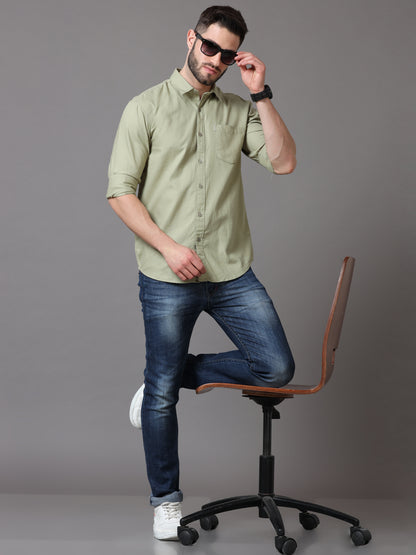 Olive Green Slim Fit Full Sleeve Shirt