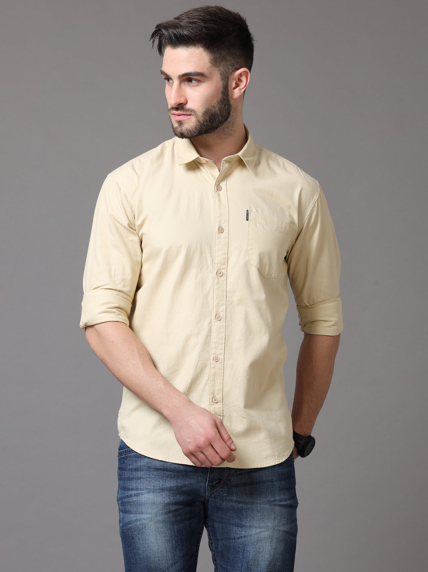 Yellow Slim Fit Full Sleeve Shirt