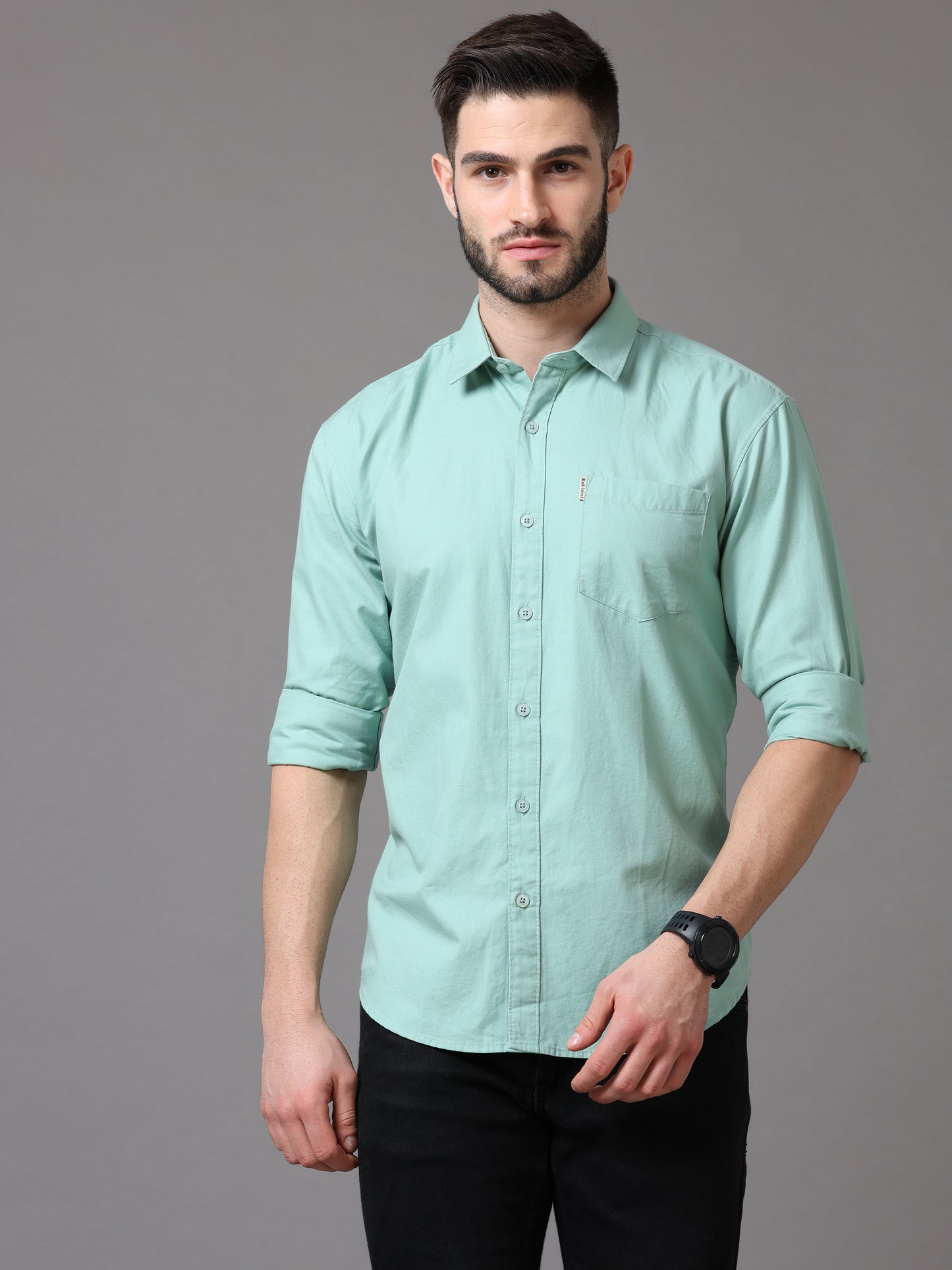 Light Green Slim Fit Full Sleeve Shirt