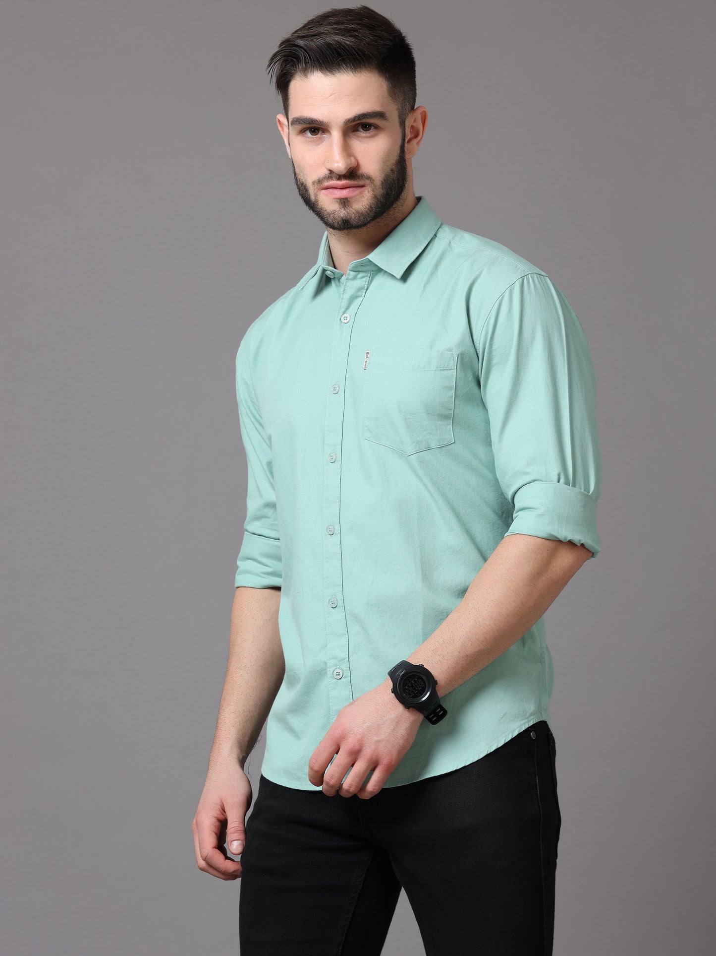 Light Green Slim Fit Full Sleeve Shirt