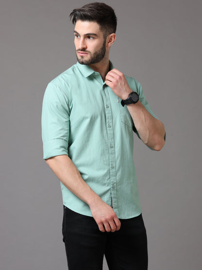 Light Green Slim Fit Full Sleeve Shirt