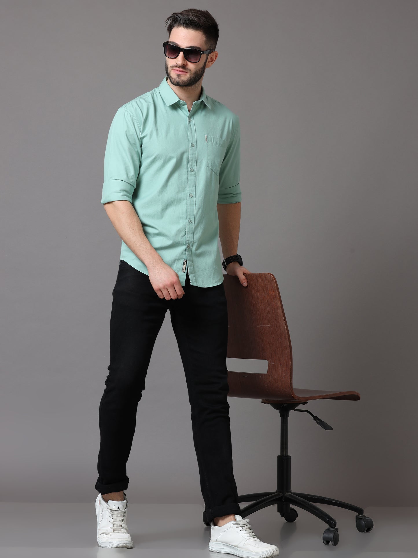 Light Green Slim Fit Full Sleeve Shirt