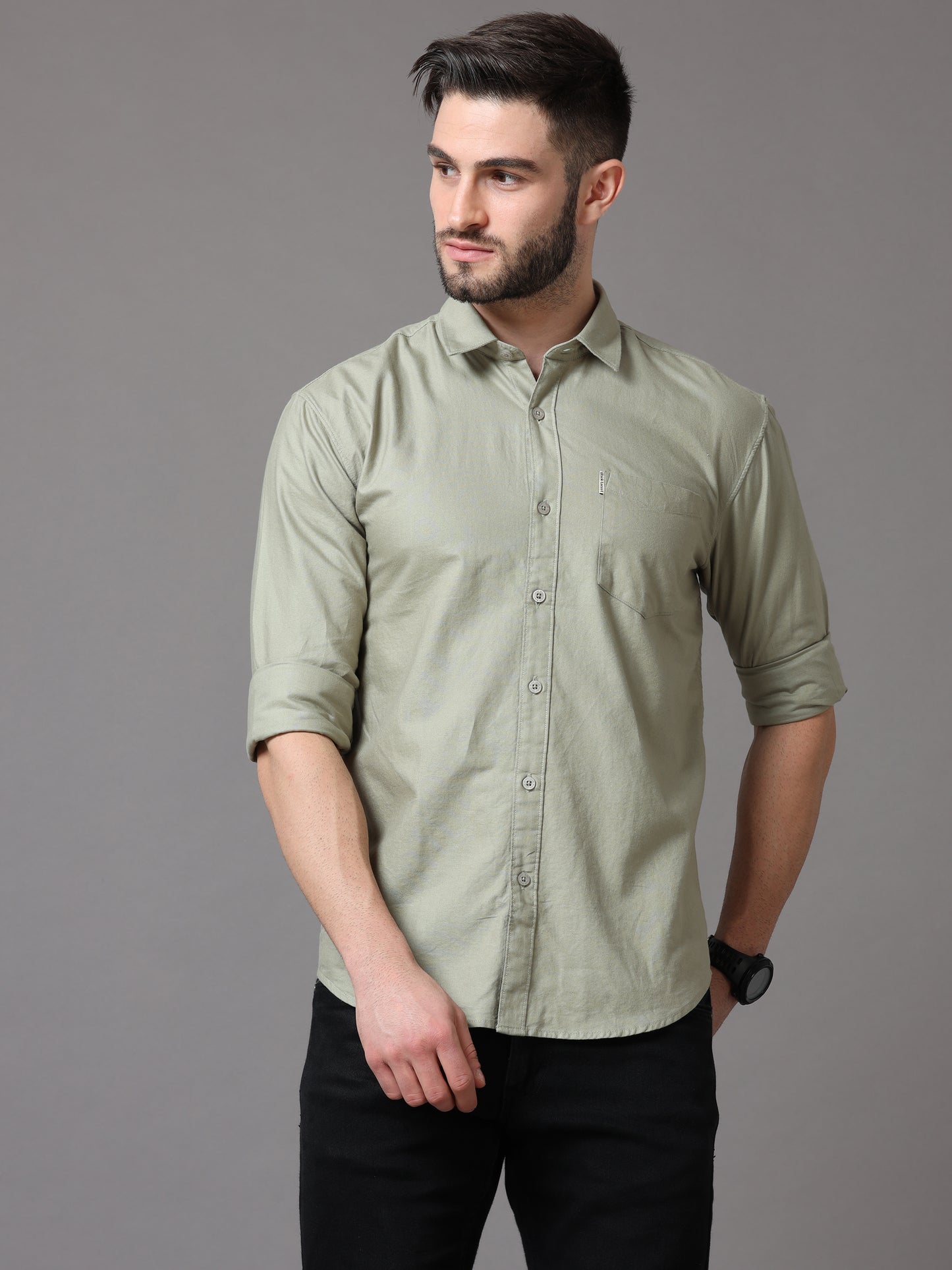 Tea Green Slim Fit Full Sleeve Shirt