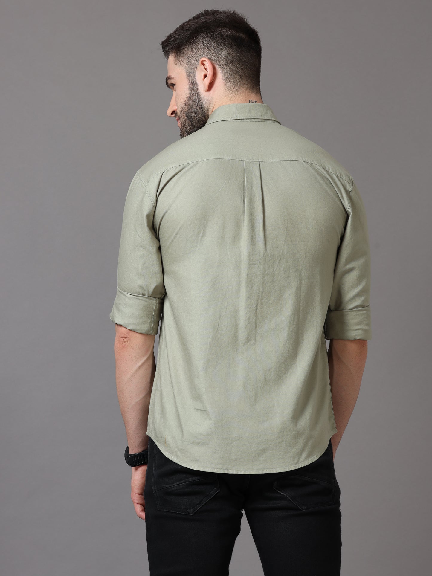 Tea Green Slim Fit Full Sleeve Shirt