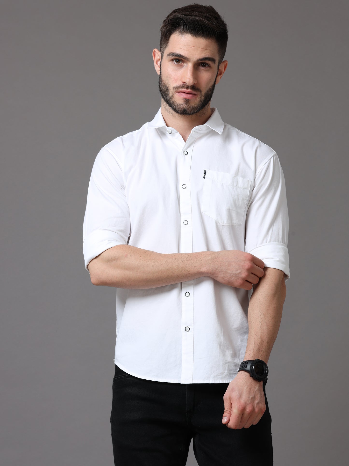 White Slim Fit Full Sleeve Shirt