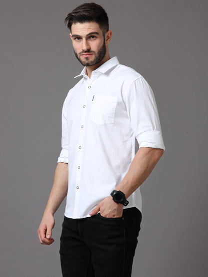 White Slim Fit Full Sleeve Shirt