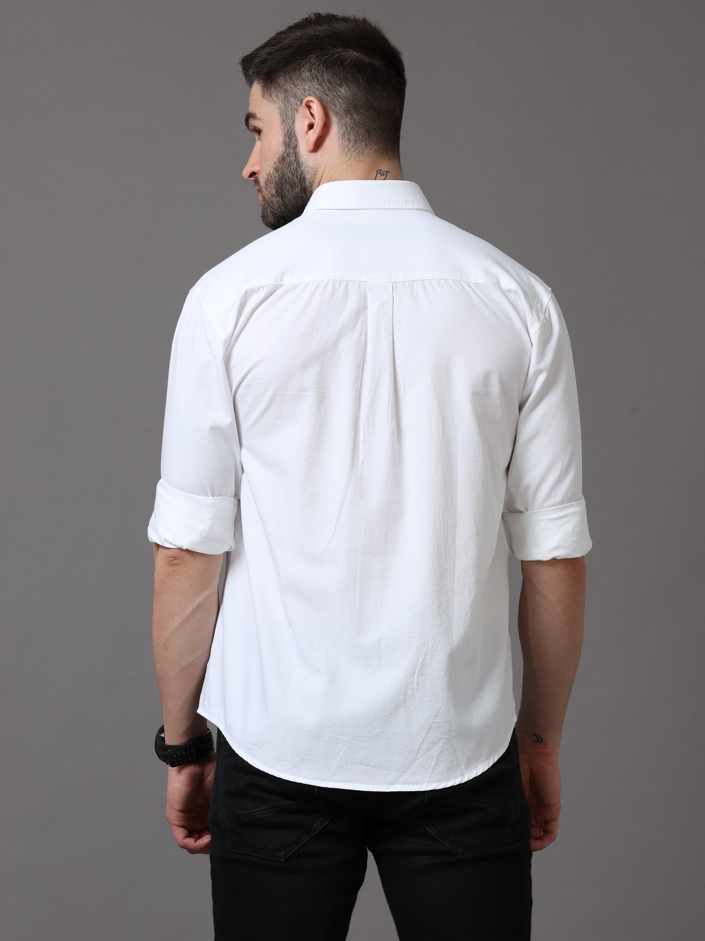 White Slim Fit Full Sleeve Shirt