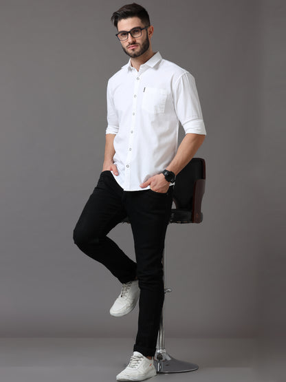 White Slim Fit Full Sleeve Shirt