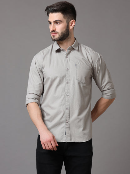 Light Grey Slim Fit Full Sleeve Shirt