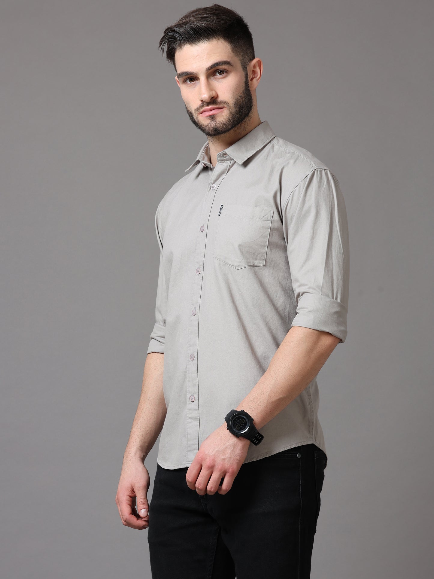 Light Grey Slim Fit Full Sleeve Shirt