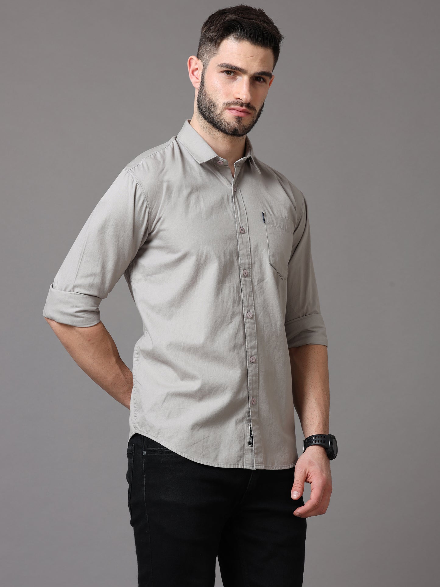 Light Grey Slim Fit Full Sleeve Shirt