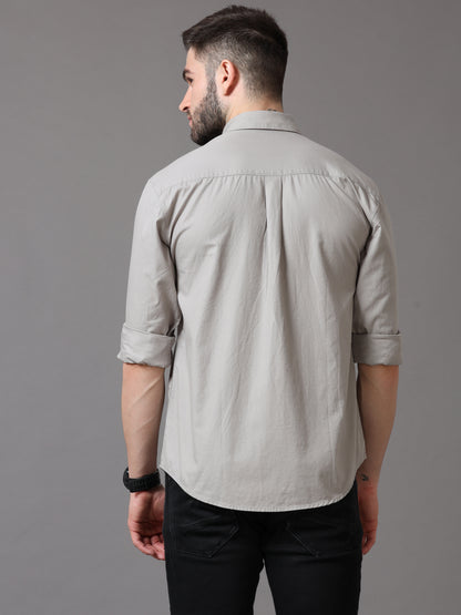 Light Grey Slim Fit Full Sleeve Shirt