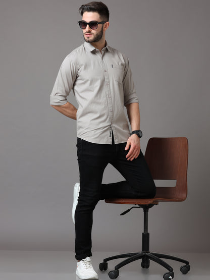 Light Grey Slim Fit Full Sleeve Shirt