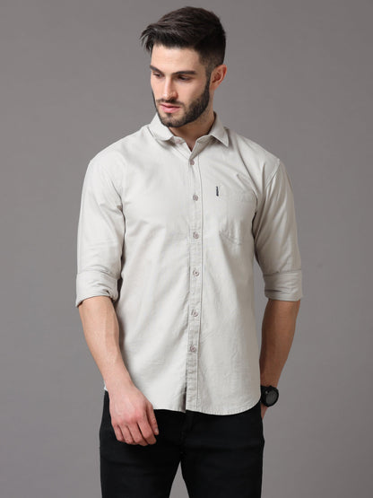 Cream Slim Fit Full Sleeve Shirt