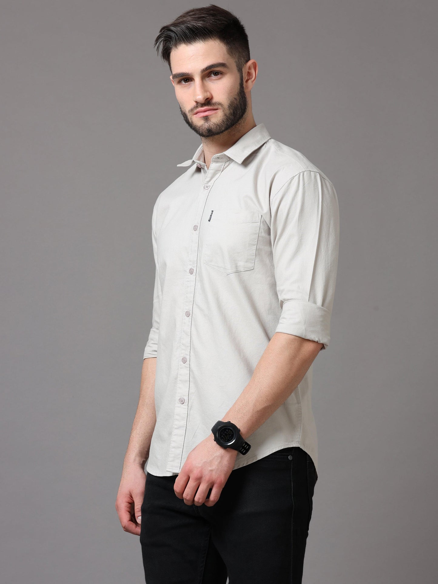 Cream Slim Fit Full Sleeve Shirt