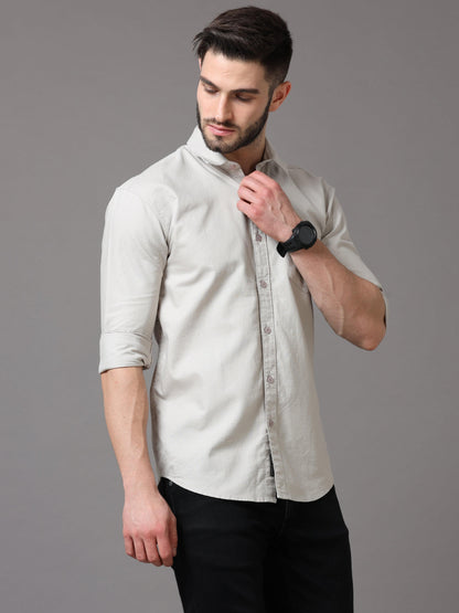 Cream Slim Fit Full Sleeve Shirt