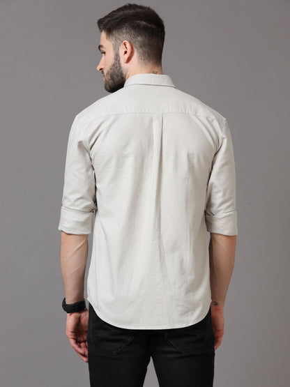 Cream Slim Fit Full Sleeve Shirt