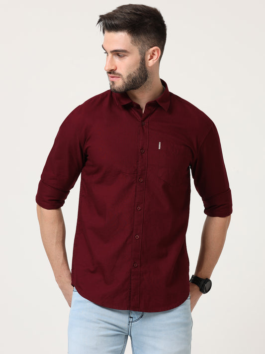 Maroon Slim Fit Full Sleeve Shirt