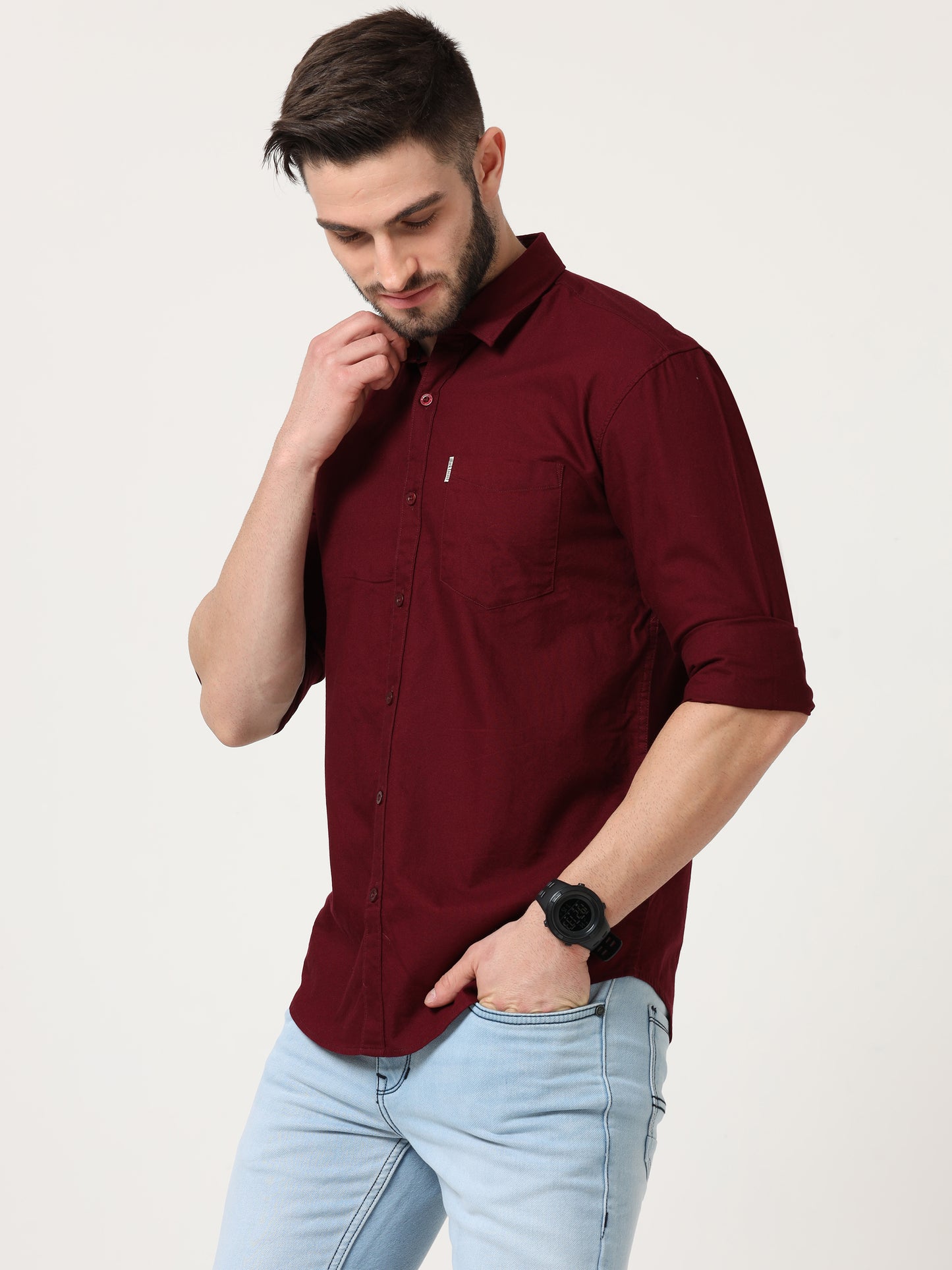 Maroon Slim Fit Full Sleeve Shirt