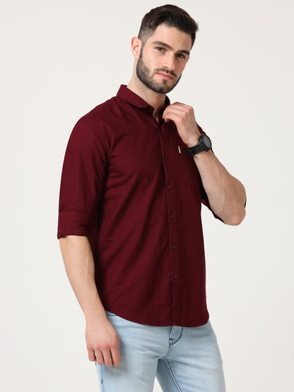 Maroon Slim Fit Full Sleeve Shirt