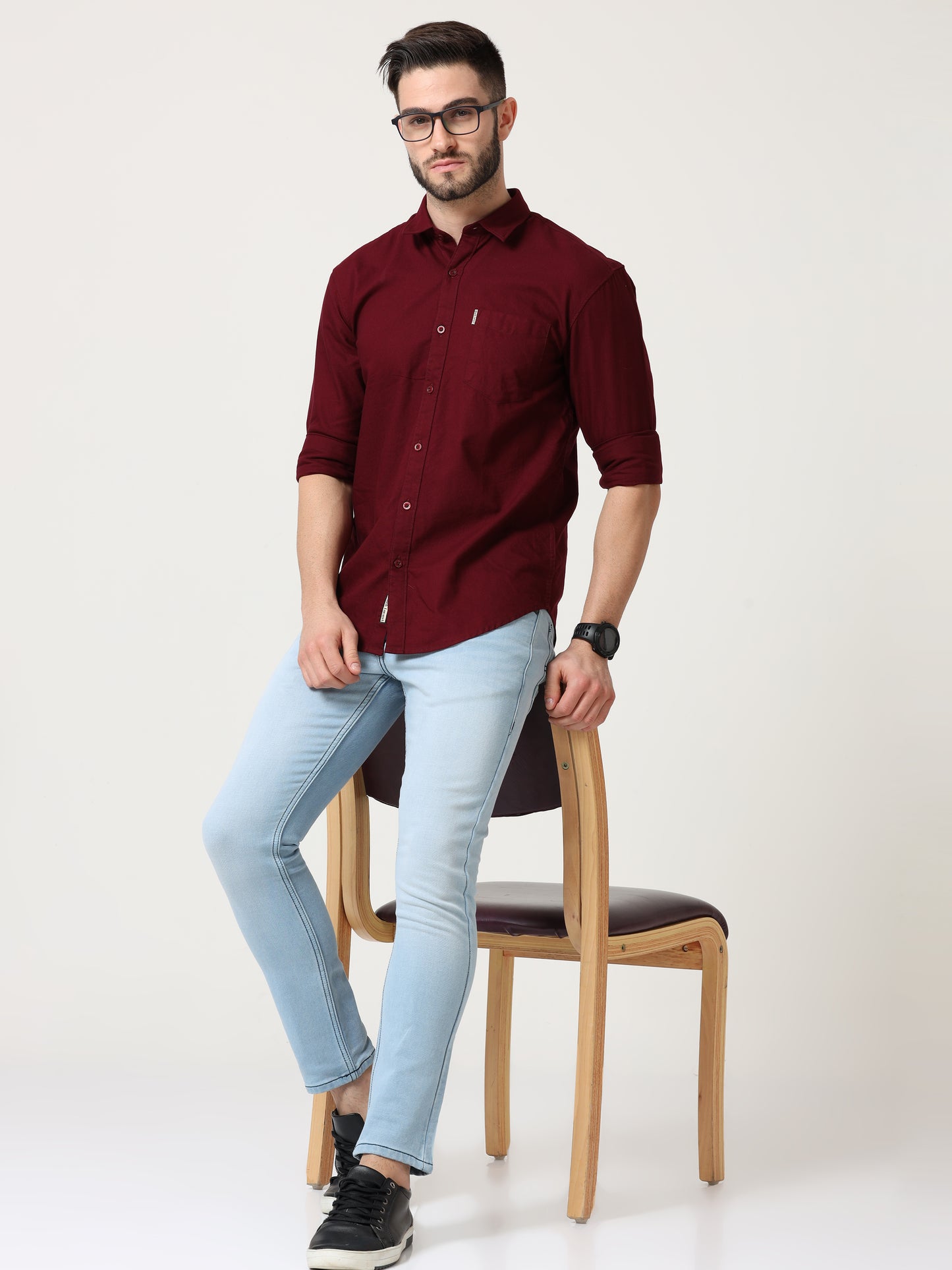 Maroon Slim Fit Full Sleeve Shirt