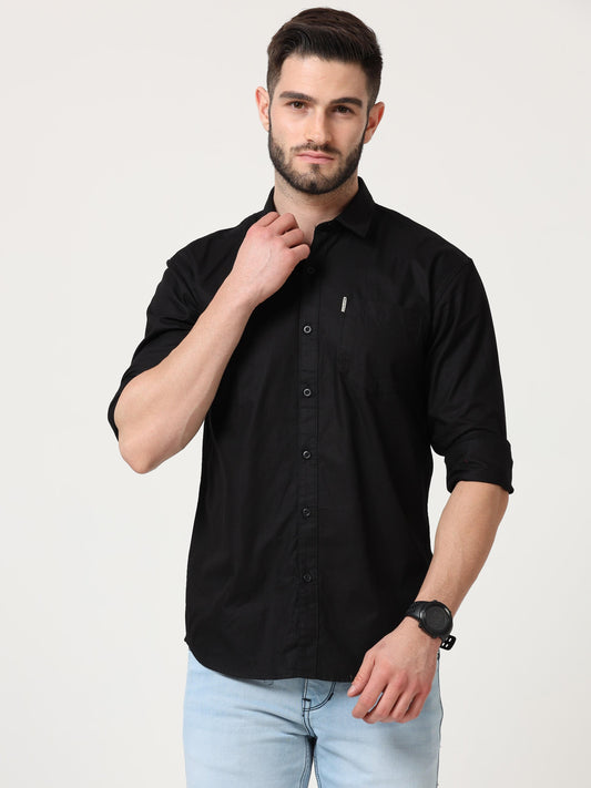 Black Slim Fit Full Sleeve Shirt