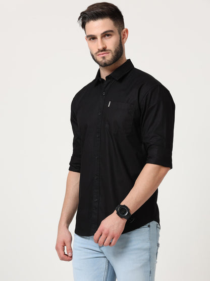 Black Slim Fit Full Sleeve Shirt