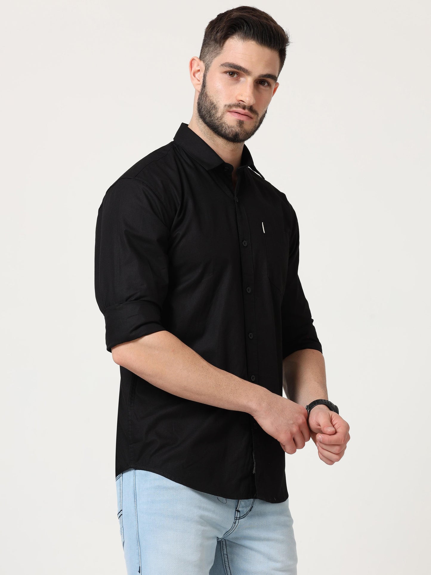 Black Slim Fit Full Sleeve Shirt