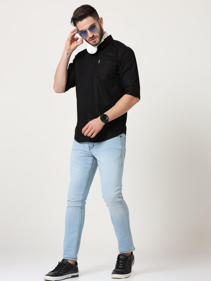 Black Slim Fit Full Sleeve Shirt