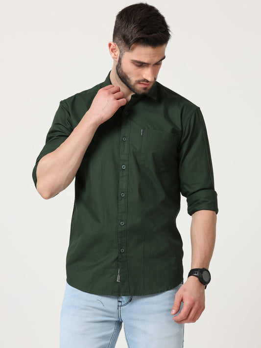 Green Slim Fit Full Sleeve Shirt