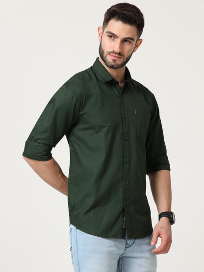 Green Slim Fit Full Sleeve Shirt