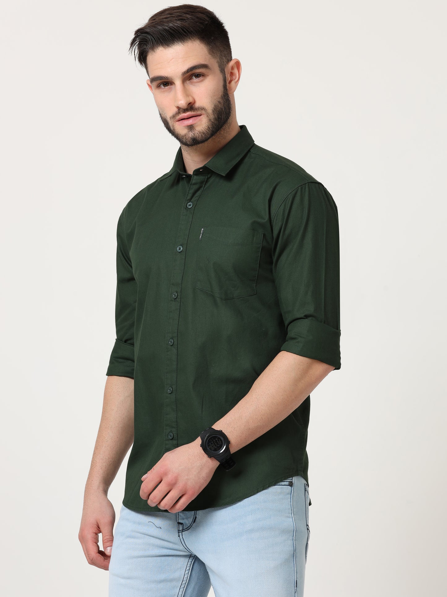 Green Slim Fit Full Sleeve Shirt