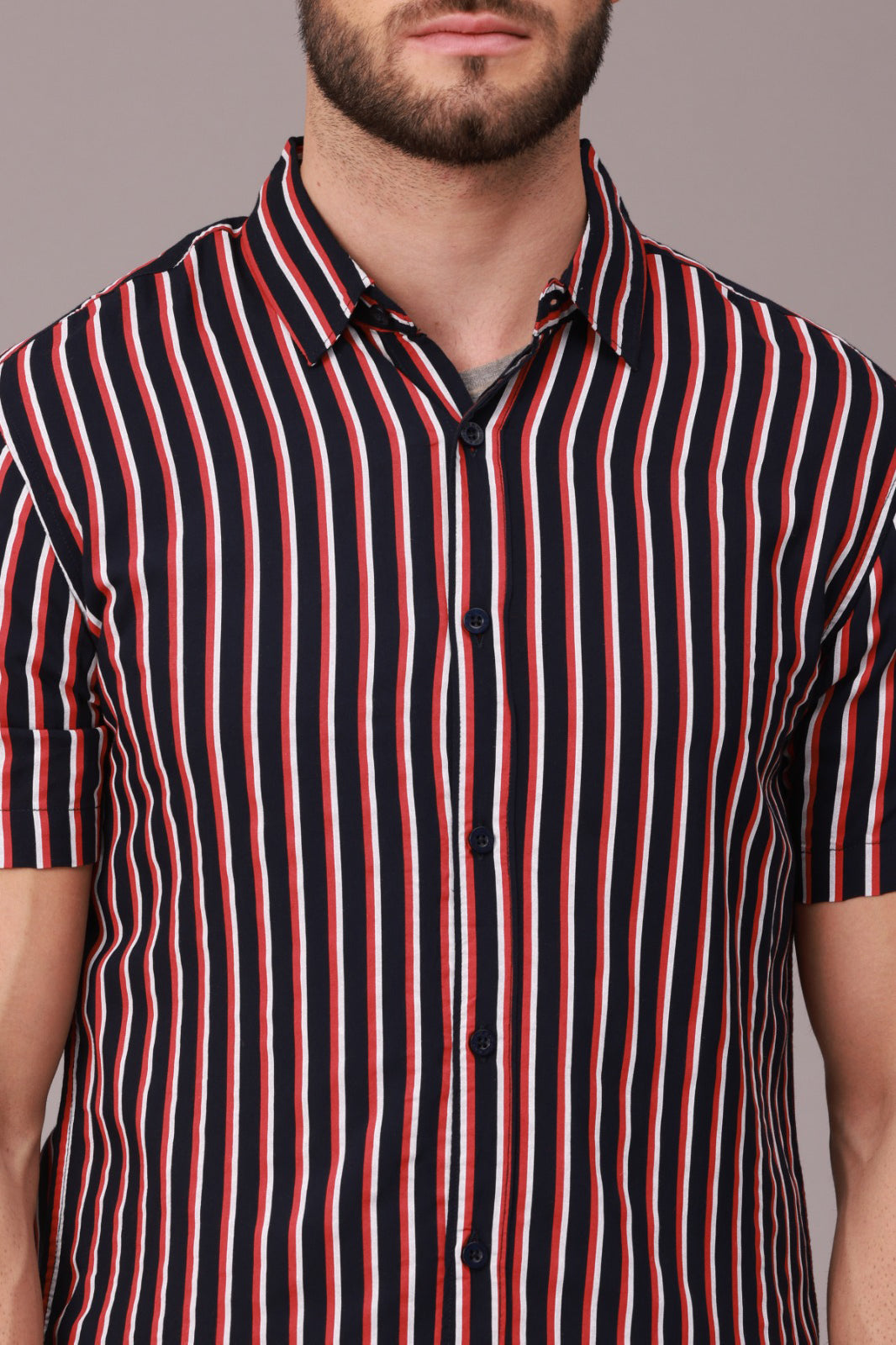 Maroon Stripe Half Sleeve Shirt