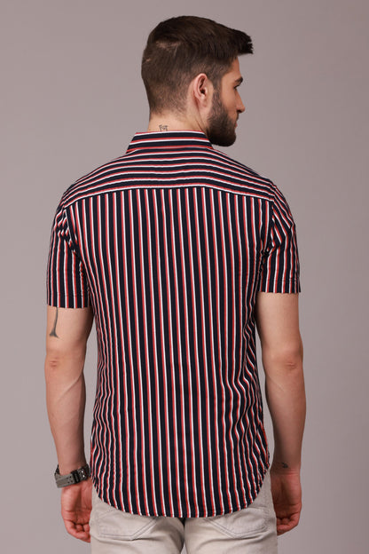 Maroon Stripe Half Sleeve Shirt