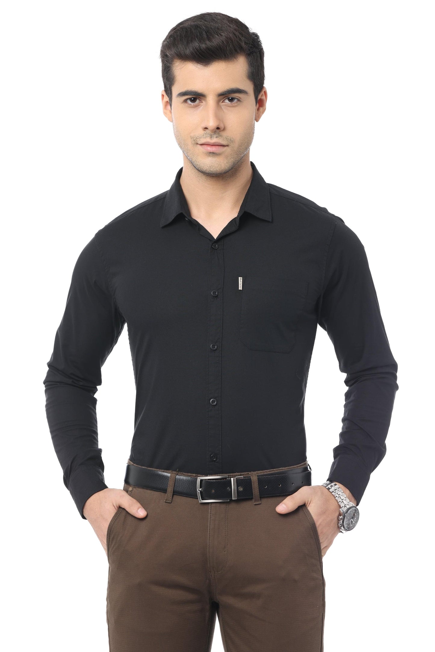 Black Slim Fit Full Sleeve Shirt