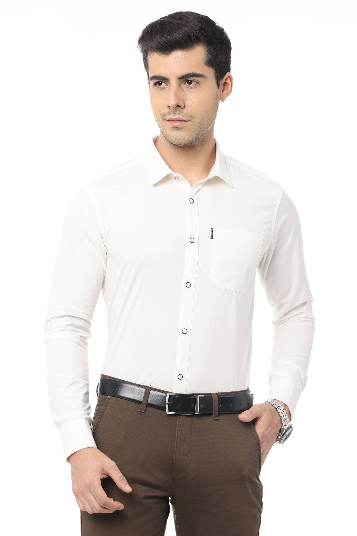 White Slim Fit Full Sleeve Shirt