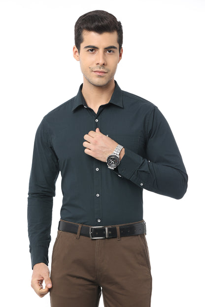 Olive Green Slim Fit Full Sleeve Shirt