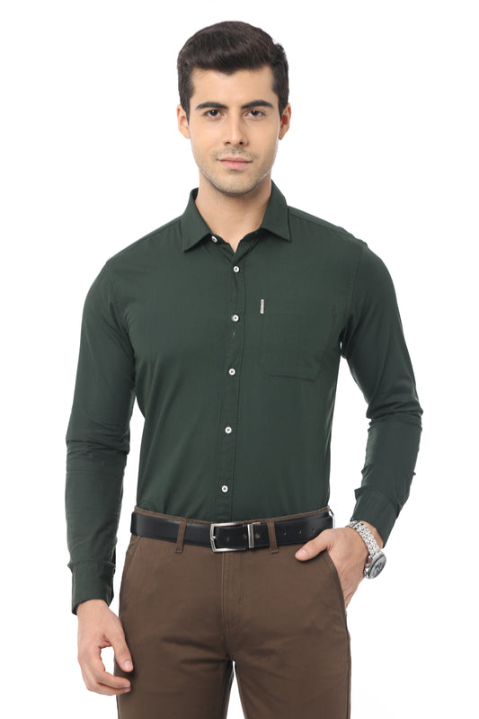 Olive Green Slim Fit Full Sleeve Shirt