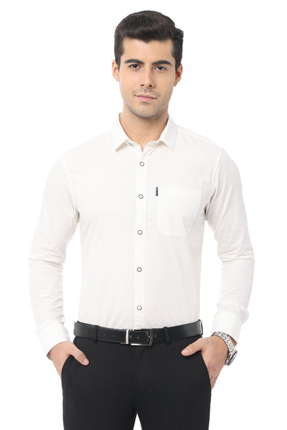 White Slim Fit Full Sleeve Shirt