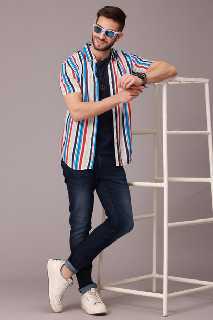 Multi Color Stripe Half Sleeve Shirt