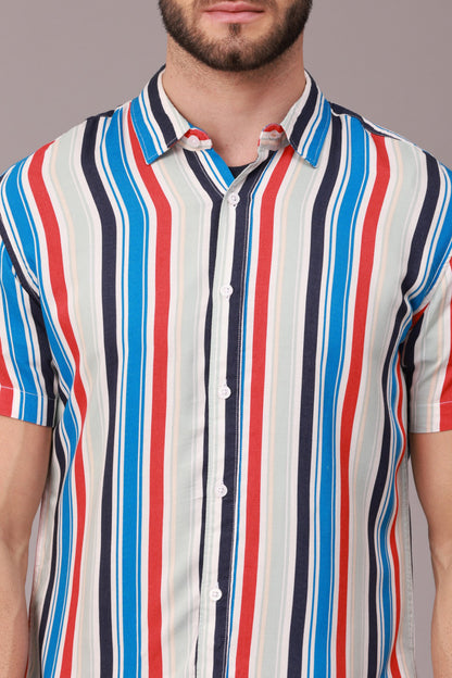 Multi Color Stripe Half Sleeve Shirt