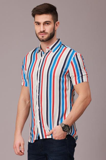 Multi Color Stripe Half Sleeve Shirt