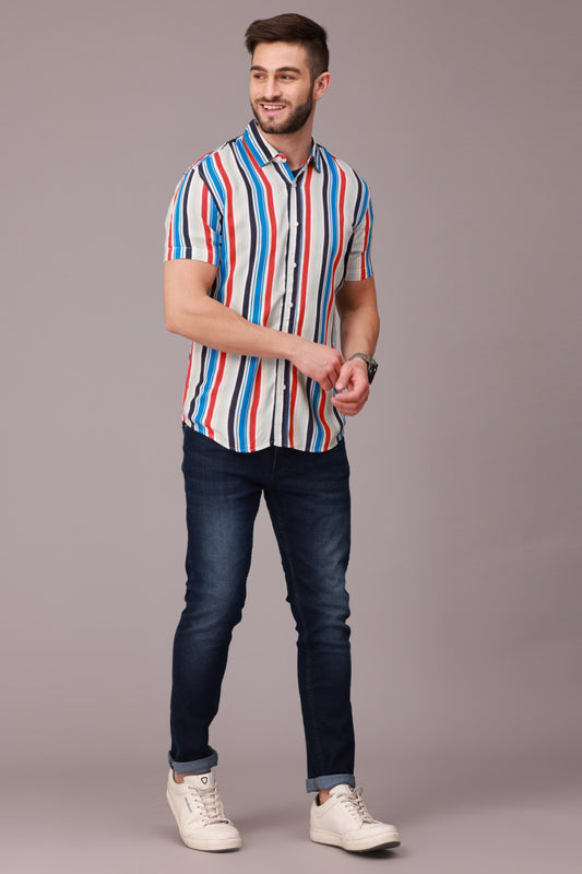 Multi Color Stripe Half Sleeve Shirt