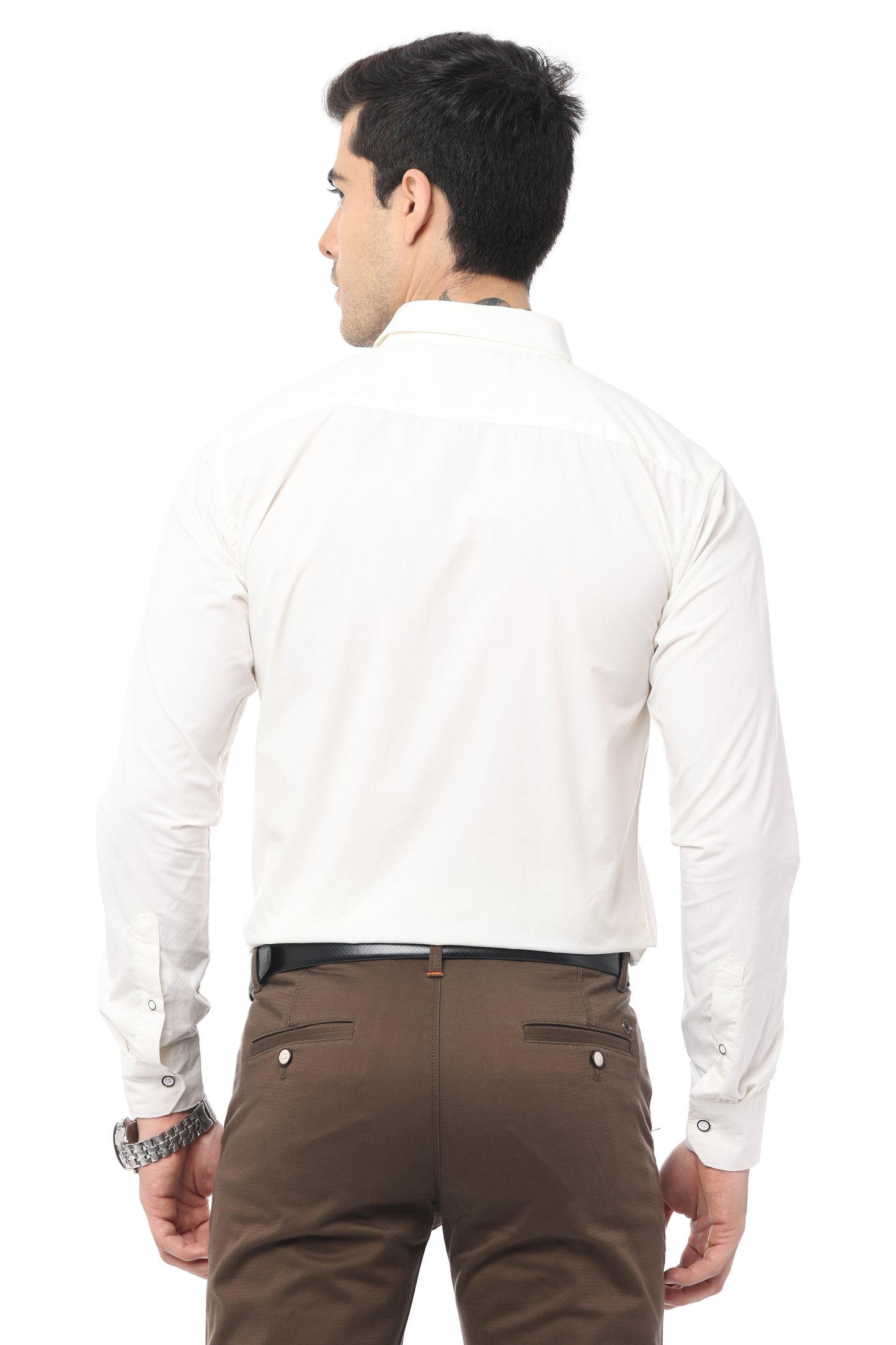 White Slim Fit Full Sleeve Shirt