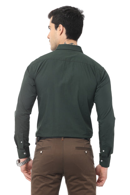 Olive Green Slim Fit Full Sleeve Shirt